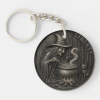 Vintage Hexe. Hobo Nickel geschnitzte Münz-Kunst.