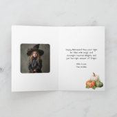 Vintage Hexe im Wald Elegantes Halloween-Foto Karte (Innenseite)