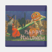 Vintage Hexe & Jack o' Lanterns Spielzeit Magnet (Vorne)