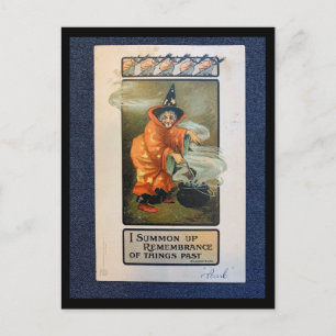 Vintage Hexe mit Kessel - Zitat von Shakespeare Postkarte