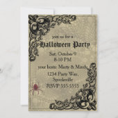 Vintage Hexe mit KürbisHalloween-Collage Einladung (Vorderseite)