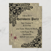 Vintage Hexe mit KürbisHalloween-Collage Einladung (Vorne/Hinten)