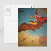Vintage Hexe Postkarte (Vorne/Hinten)