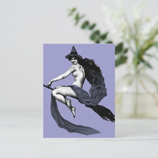 Vintage Hexe Postkarte (Stehend Vorderseite)
