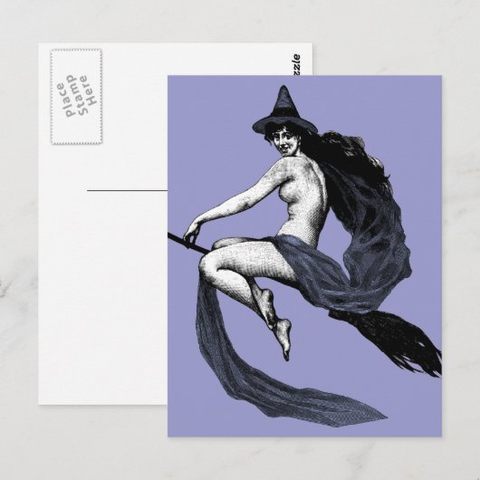 Vintage Hexe Postkarte (Vorne/Hinten)