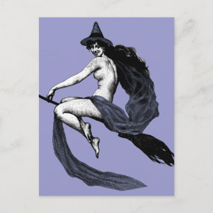 Vintage Hexe Postkarte