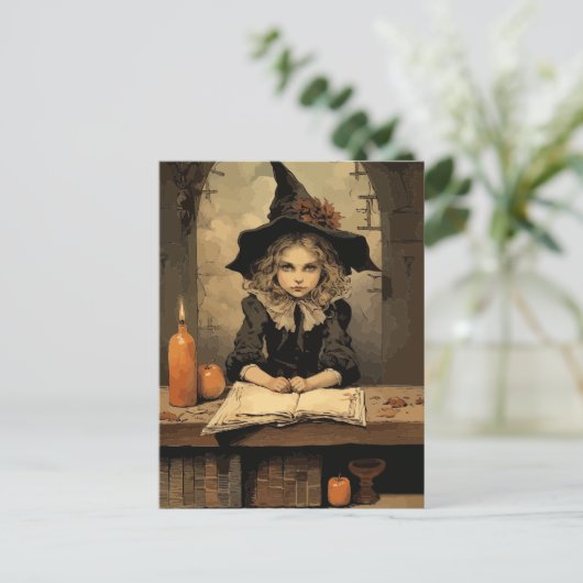 Vintage Hexe Postkarte (Stehend Vorderseite)