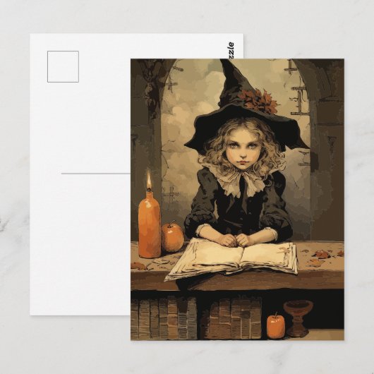 Vintage Hexe Postkarte (Vorne/Hinten)