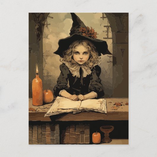 Vintage Hexe Postkarte (Vorderseite)