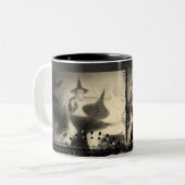 Vintage Hexe-Tasse Zweifarbige Tasse (Vorderseite Links)