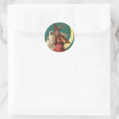 Vintage Hexe und Eule Aufkleber (Tasche)