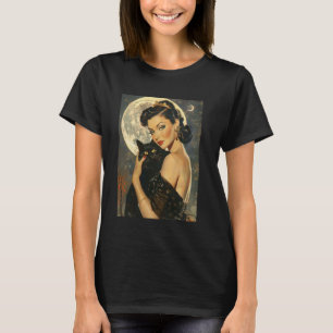 Vintage-Hexe und Katze aus den 1950er Jahren T-Shirt