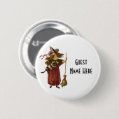 Vintage Hexe und Katze Button (Vorne & Hinten)