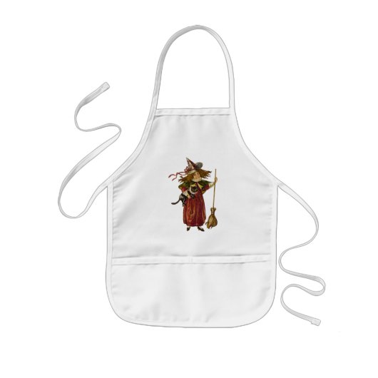 Vintage Hexe und Katze Kinderschürze (Vorne)