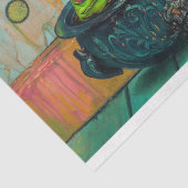 Vintage Hexe und Schwarze Katze Cauldron Decoupage Seidenpapier (Ausschnitt)