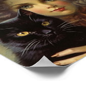 Vintage Hexe und Schwarze Katze Halloween Poster (Ecke)