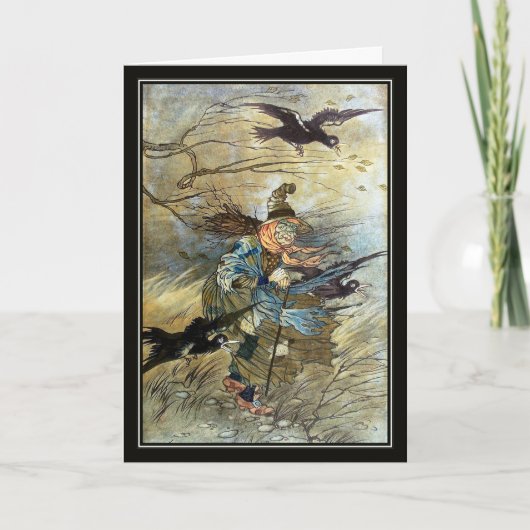 Vintage Hexe von Charles Folkard Karte (Vorderseite)