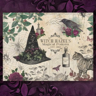 Vintage-Hexen-Blumen-Halloween-Ephemera Seidenpapier