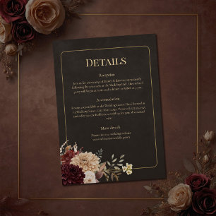 Vintage Hexen-Blumen-Hochzeits-Details Karte