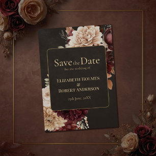Vintage Hexen-Blumen Save-the-Date-Karte Einladung