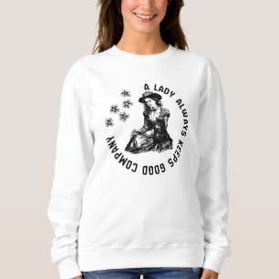 Vintage Hexen-Dame und Hund-Illustration Sweatshirt