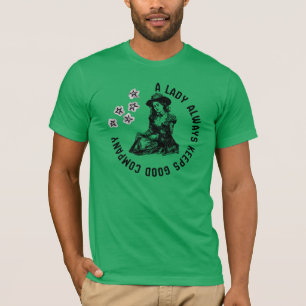 Vintage Hexen-Dame und Hund-Illustration T-Shirt