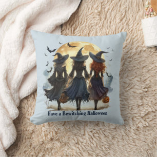 Vintage Hexen haben ein verzauberndes Halloween Kissen