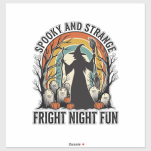 Vintage-Hexen-Halloween-Friedhof-Silhouette-Kunst_ Aufkleber