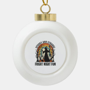 Vintage Hexen Halloween Friedhof Silhouette Kunst_ Keramik Kugel-Ornament