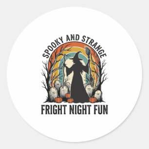 Vintage Hexen Halloween Friedhof Silhouette Kunst_ Runder Aufkleber