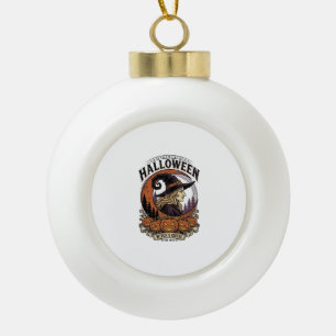 Vintage-Hexen-Halloween-Kürbis-Mond-Gravur-Kunst Keramik Kugel-Ornament