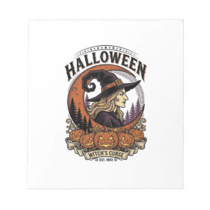 Vintage-Hexen-Halloween-Kürbis-Mond-Gravur-Kunst Notizblock