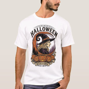 Vintage-Hexen-Halloween-Kürbis-Mond-Gravur-Kunst T-Shirt