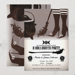 Vintage-Hexen-Halloween-Party-Einladung Einladung