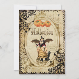Vintage Hexen Halloween-Party Einladungskarten