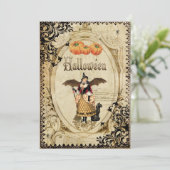Vintage Hexen Halloween-Party Einladungskarten (Stehend Vorderseite)