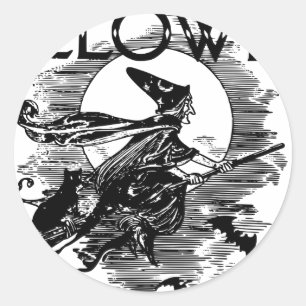 Vintage-Hexen-Halloween Runder Aufkleber