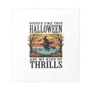 Vintage-Hexen-Halloween-Schreckensszene-Gravur-Des Notizblock