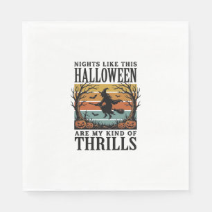 Vintage-Hexen-Halloween-Schreckensszenen-Gravur-De Serviette