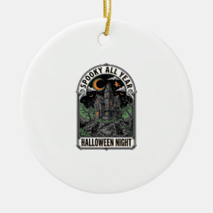 Vintage Hexen Halloween Spukhaus-Shirt_1 Keramik Ornament