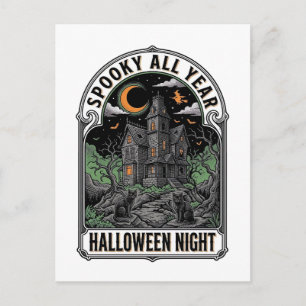 Vintage Hexen Halloween Spukhaus-Shirt_1 Postkarte