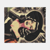 Vintage Hexen Pin Up Fleecedecke (Vorderseite (Horizontal))