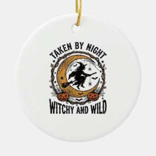 Vintage-Hexen-Shirt Genommene Hexe Halloween-Desig Keramik Ornament