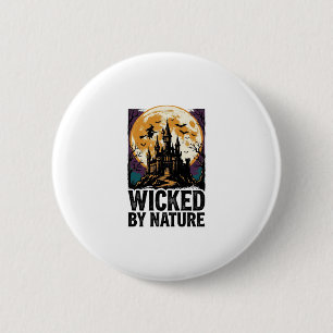 Vintage-Hexen-Shirt Gruselige Geisterburg Hallowee Button