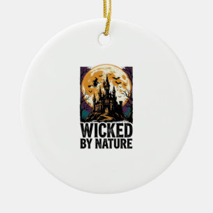 Vintage-Hexen-Shirt Gruselige Geisterburg Hallowee Keramik Ornament