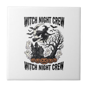 Vintage-Hexen-Shirt Halloween-Coven-Nacht-Grafik_ Fliese
