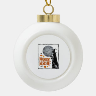 Vintage-Hexen-Shirt, Halloween-Mond-Silhouette_1 Keramik Kugel-Ornament