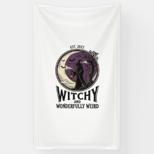 Vintage-Hexen-Shirt mit spooky Moon Halloween-Kuns Banner