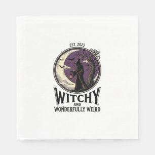 Vintage-Hexen-Shirt mit spooky Moon Halloween-Kuns Serviette