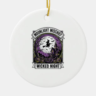 Vintage-Hexen-Shirt mondbeschienenes Halloween-Kun Keramik Ornament